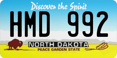ND license plate HMD992