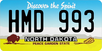 ND license plate HMD993