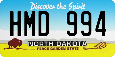 ND license plate HMD994