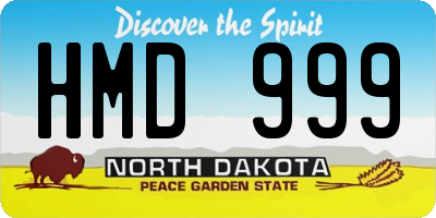 ND license plate HMD999