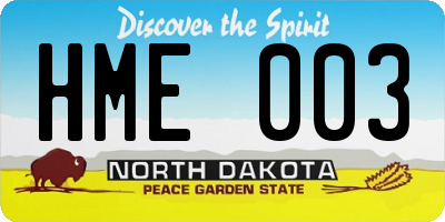 ND license plate HME003
