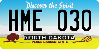 ND license plate HME030