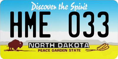 ND license plate HME033