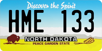 ND license plate HME133