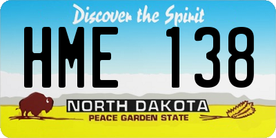 ND license plate HME138