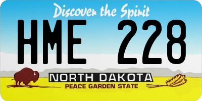 ND license plate HME228