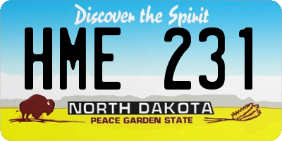 ND license plate HME231