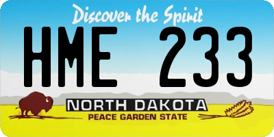 ND license plate HME233