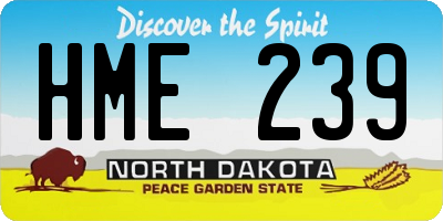 ND license plate HME239