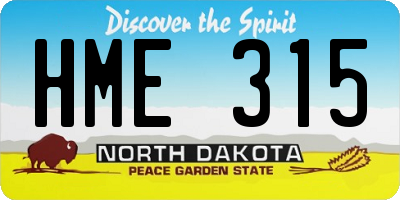 ND license plate HME315