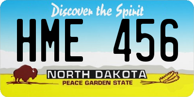 ND license plate HME456