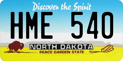 ND license plate HME540
