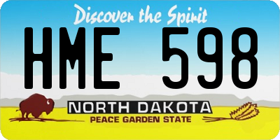 ND license plate HME598