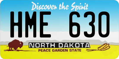 ND license plate HME630