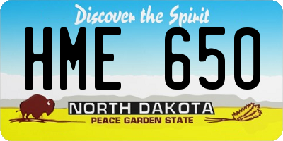 ND license plate HME650