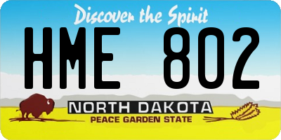 ND license plate HME802