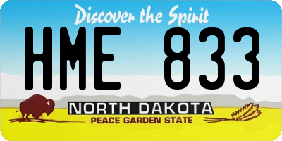 ND license plate HME833