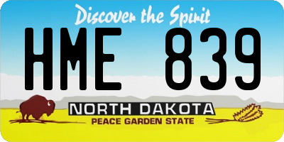 ND license plate HME839