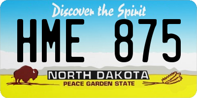 ND license plate HME875
