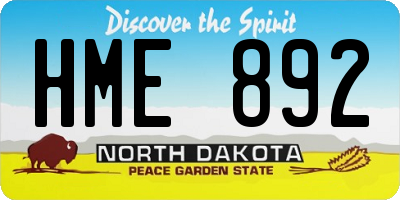ND license plate HME892