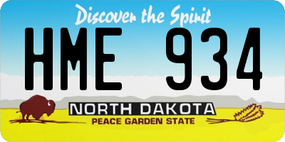 ND license plate HME934