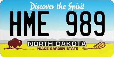 ND license plate HME989