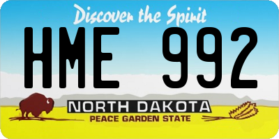 ND license plate HME992