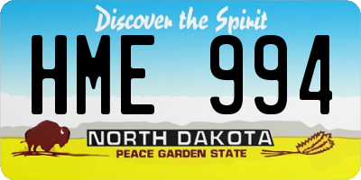 ND license plate HME994