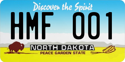 ND license plate HMF001