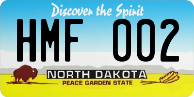 ND license plate HMF002