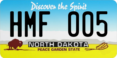 ND license plate HMF005
