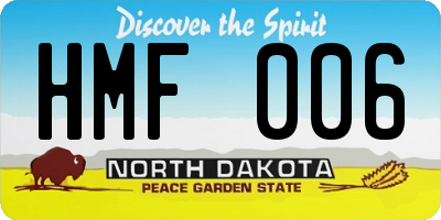 ND license plate HMF006