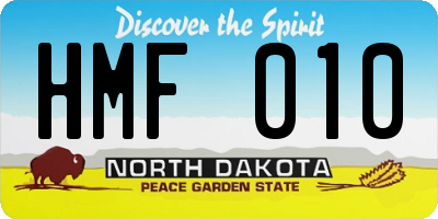 ND license plate HMF010