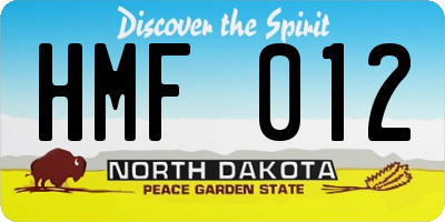 ND license plate HMF012