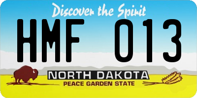 ND license plate HMF013