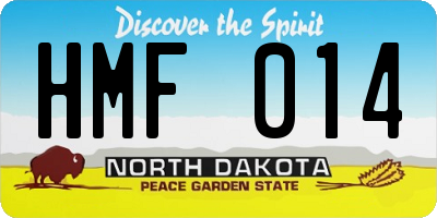 ND license plate HMF014