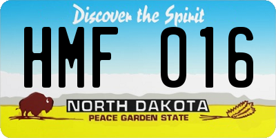 ND license plate HMF016