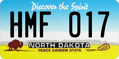 ND license plate HMF017