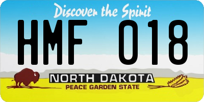 ND license plate HMF018