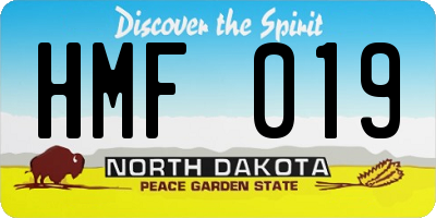 ND license plate HMF019
