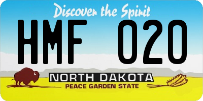 ND license plate HMF020