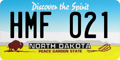 ND license plate HMF021