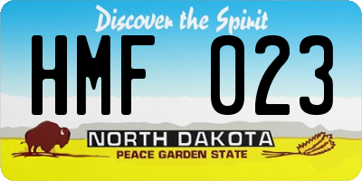 ND license plate HMF023