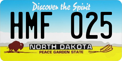 ND license plate HMF025