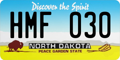 ND license plate HMF030