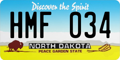 ND license plate HMF034