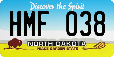 ND license plate HMF038