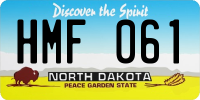 ND license plate HMF061