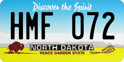 ND license plate HMF072