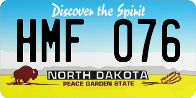ND license plate HMF076